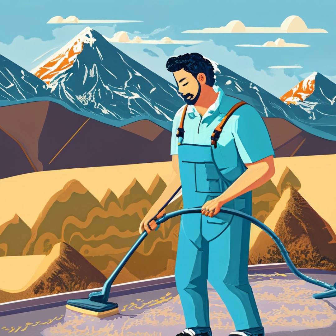 cleaning the shrubs with a vaccuum
